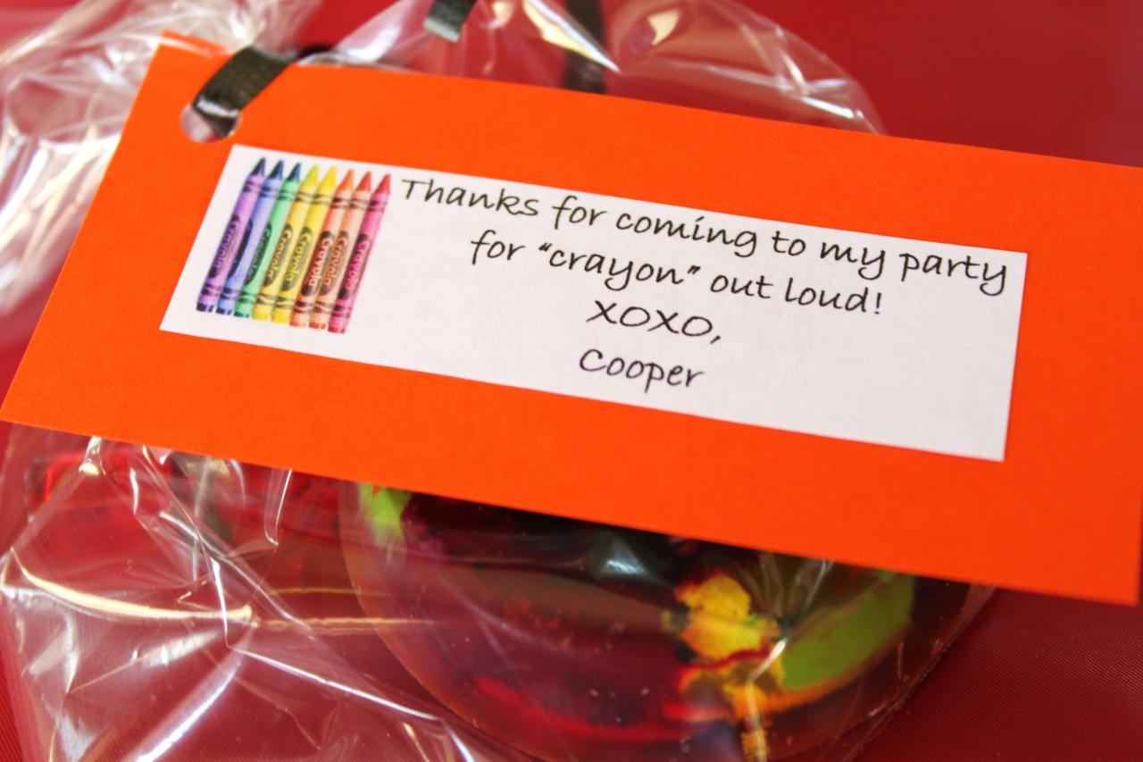 crayons for party favors