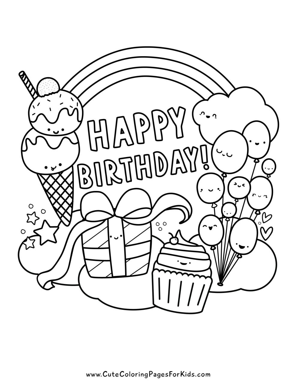 birthday coloring book pages