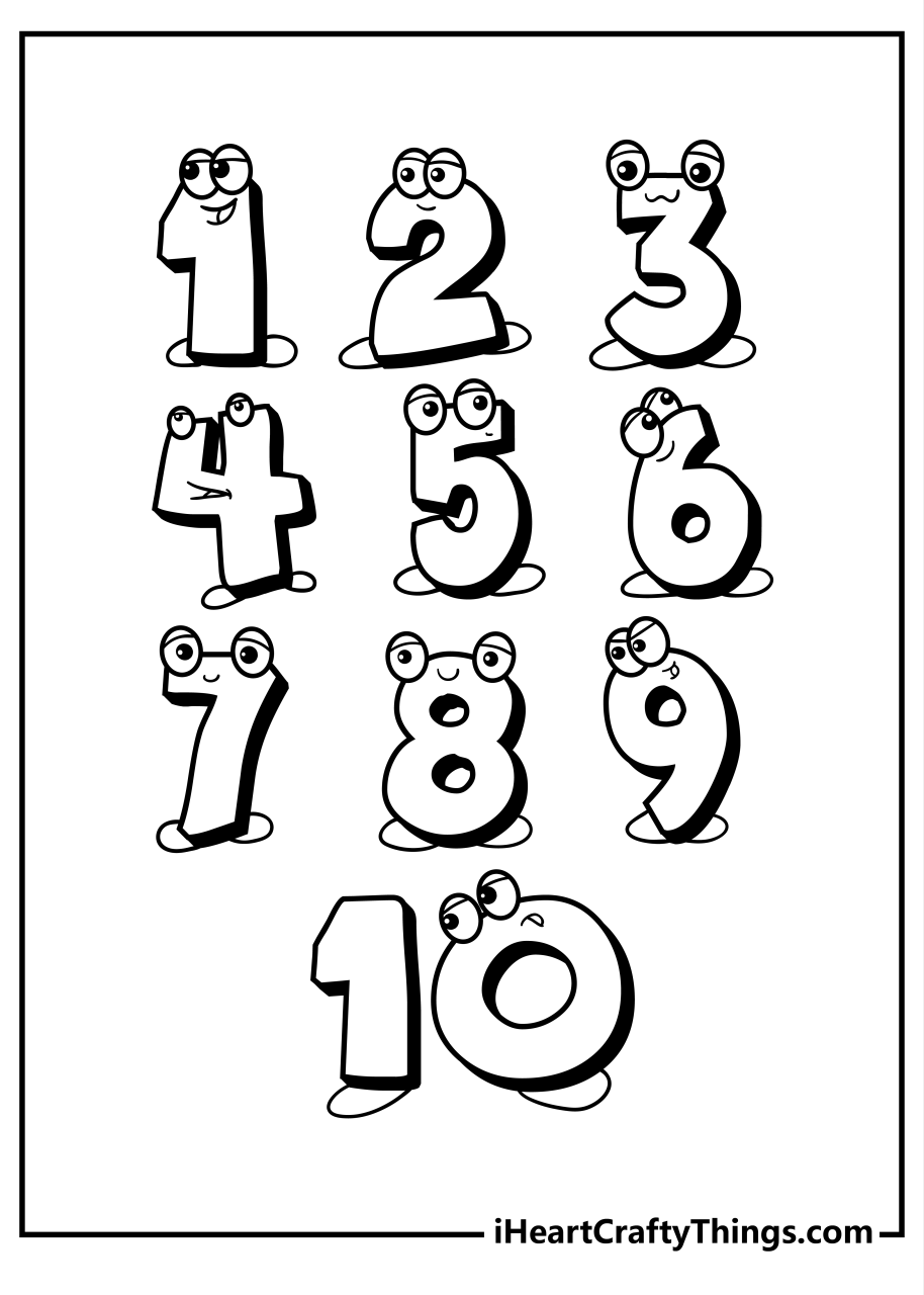 number colouring sheets printable