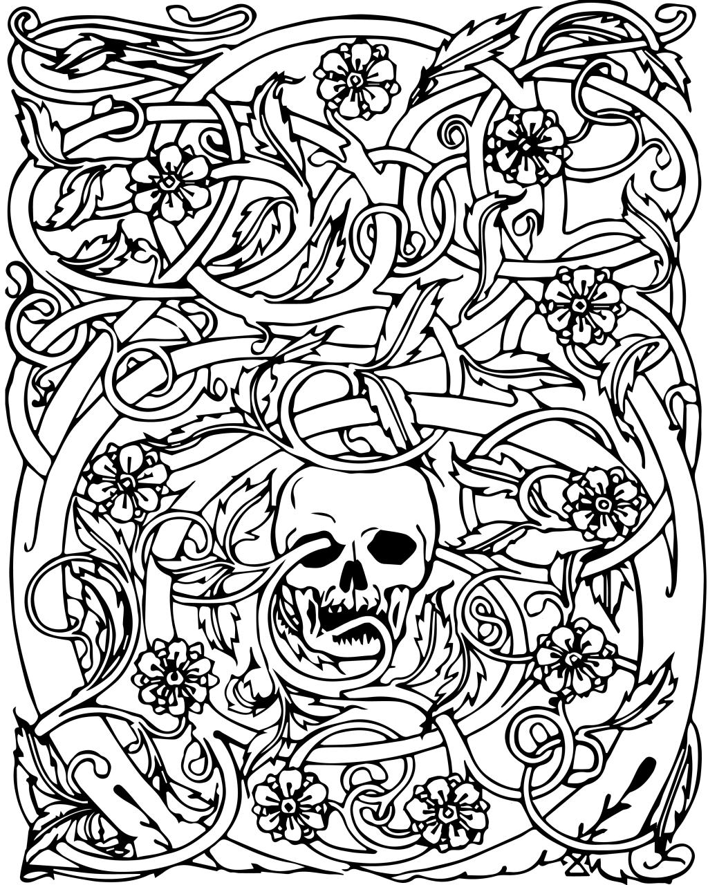 adult coloring skulls